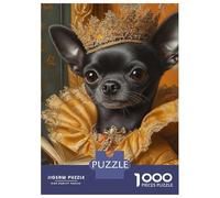 Adults 1000 Piece Jigsaw Puzzle Royal Chihuahua in Golden Elegance Chihuahua Queen Puzzles for Adults Toy Wall Decor Difficult Hard Difficult And Challenge 52x38cm/1000pcs