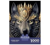 Adults 1000 Piece Jigsaw Puzzle Royal Wolf Golden Art Deco Jigsaw Puzzle Brain Teaser Game Presents for Women Difficult And Challenge 52x38cm/1000pcs