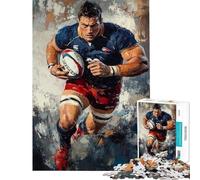 Adults 1000 Piece Jigsaw Puzzle Rugby Rush for Educational Game Learning Educational Toys Gifts Ideas Precision Cutting (size 38x52cm)