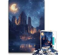 Adults 1000 Piece Jigsaw Puzzle Ruined City Under Night Sky Improve Memory Practical Game for And from 14 Years And over 38x26cm