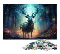 Adults 1000 Piece Jigsaw Puzzle Sacred Deer in The Fantasy Forest Toy Intellectual Game Challenging Puzzle Game And Family Play 1000 PCS(38x26cm)