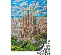 Adults 1000 Piece Jigsaw Puzzle Sagrada Familia Barcelona-5 Jigsaws for Adults Fun Games Wall Decoration Unique Gifts for Birthday And Christmas 52x38cm/1000pcs
