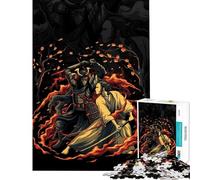Adults 1000 Piece Jigsaw Puzzle Samurai Duel in Fiery Landscape Educational Challenge A Work of Art Anti-Stress Toys for Ages 14 And over (38x52cm)