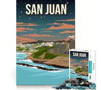 Adults 1000 Piece Jigsaw Puzzle San Juan Pixel Art Travel Poster Smooth Cut Art Smart Brain Activity Leisure Time Fun Xmas Decor Gift (38x52cm)