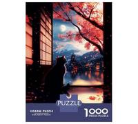 Adults 1000 Piece Jigsaw Puzzle Serene Cute Cat Scenery Jigsaws for Adults Brain Teaser Game Difficult Hard Unique Gifts for Birthday And Christmas 70x50cm/1000pcs