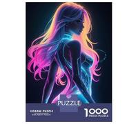 Adults 1000 Piece Jigsaw Puzzle Sexy Woman in Neon Light 2 Jigsaw Puzzle Brain Teaser Game Presents for Women Difficult And Challenge 52x38cm/1000pcs