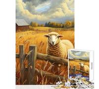 Adults 1000 Piece Jigsaw Puzzle Sheep in A Field Relaxing Games Analysis And Logic Educational Toy Decompressing Intellectual (38x26cm)
