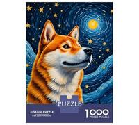 Adults 1000 Piece Jigsaw Puzzle Shiba Inu Starry Night Jigsaws for Adults Brain Teaser Game Difficult Hard Unique Gifts for Birthday And Christmas 52x38cm/1000pcs