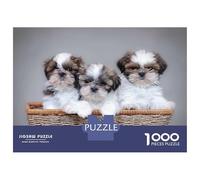 Adults 1000 Piece Jigsaw Puzzle Shih Tzu Puppies Jigsaws for Adults Brain Teaser Game Difficult Hard Unique Gifts for Birthday And Christmas 52x38cm/1000pcs