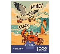 Adults 1000 Piece Jigsaw Puzzle Shoreline Showdown Crab Vs. Seagull Jigsaws for Adults Fun Games Wall Decoration Unique Gifts for Birthday And Christmas 70x50cm/1000pcs