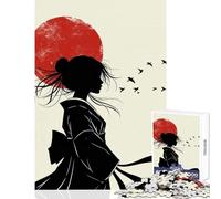 Adults 1000 Piece Jigsaw Puzzle Silhouette of A Woman in Kimono Jigsaws for Adults Puzzle Difficult Hard Wishlist with Santa Claus Birthday Present,Travel Gifts, (50x75cm)