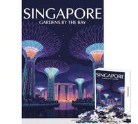 Adults 1000 Piece Jigsaw Puzzle Singapore Gardens by The Bay Illustration Jigsaw 1000 Pieces Educational Games Secret Santa Gifts Staycation Kill Time (50x75cm)