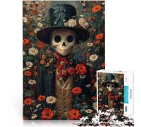 Adults 1000 Piece Jigsaw Puzzle Skeleton Man in Roses Pädagogisches Familienspiel Geburtstagsgeschenk, Geschenke, Wandkunst75x50cm