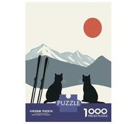 Adults 1000 Piece Jigsaw Puzzle Ski Cat on Snowy Mountain Jigsaws for Adults Relaxing Games Stress Reliever Parent-child Interaction 52x38cm/1000pcs
