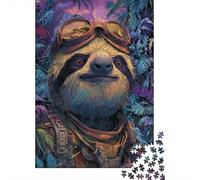 Adults 1000 Piece Jigsaw Puzzle Sloth in Jungle Adventure Gear Jigsaws for Adults Fun Games Wall Decoration Unique Gifts for Birthday And Christmas 70x50cm/1000pcs