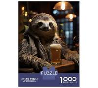 Adults 1000 Piece Jigsaw Puzzle Sloth Sipping Beer Art Jigsaws for Adults Brain Teaser Game But Fun And Humorous Difficult And Challenge 70x50cm/1000pcs