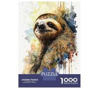 Adults 1000 Piece Jigsaw Puzzle Sloth Watercolor Design Jigsaws for Adults Brain Teaser Game But Fun And Humorous Difficult And Challenge 38x26cm/1000pcs