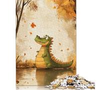 Adults 1000 Piece Jigsaw Puzzle Smiling Crocodile in Autumn Wooden Puzzle Adult Jigsaw Puzzle Brain Teaser Game 1000pcs (75x50cm)