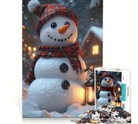 Adults 1000 Piece Jigsaw Puzzle Smiling Snowman in Winter Christmas Educational Game Improve Memory Unique Gifts for Birthday And Christmas 38x52cm