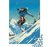 Adults 1000 Piece Jigsaw Puzzle Snowboarding Adventure in Mountains-3 Puzzles for Adults Brain Teaser Game Perfect Decoration Birthday And Unique Gifts 70x50cm/1000pcs