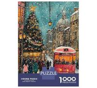 Adults 1000 Piece Jigsaw Puzzle Snowy Christmas Street Scene Jigsaws for Adults Brain Teaser Game But Fun And Humorous Difficult And Challenge 38x26cm/1000pcs