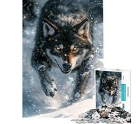Adults 1000 Piece Jigsaw Puzzle Snowy Wolf's Gaze Jigsaw Puzzles for Adults Birthday Present Educational Challenge Family Fun & Game Night (Size 38x52cm)
