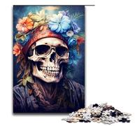 Adults 1000 Piece Jigsaw Puzzle Soulful Harmony Skull Family Fun Puzzle with Matching Poster And Trivia Sheet 1000 PCS
