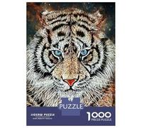 Adults 1000 Piece Jigsaw Puzzle Splatter Tiger Face Jigsaw Puzzle Brain Teaser Game Wall Art Unique Gifts for Birthday And Christmas 70x50cm/1000pcs