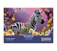 Adults 1000 Piece Jigsaw Puzzle Spring Zebra Garden Scene Jigsaws for Adults Fun Games Wall Decoration Unique Gifts for Birthday And Christmas 52x38cm/1000pcs