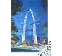Adults 1000 Piece Jigsaw Puzzle St. Louis Gateway Arch Night View Puzzles for Adults Brain Teaser Game Perfect Decoration Birthday And Unique Gifts 70x50cm/1000pcs
