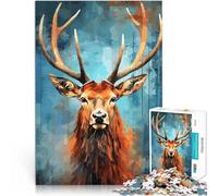 Adults 1000 Piece Jigsaw Puzzle Stag Portrait Pop art Denksportaufgabe für Jedes Stück ist einzigartig Anspruchsvolles Familienspiel50x70cm