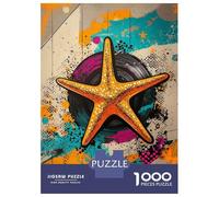 Adults 1000 Piece Jigsaw Puzzle Starfish Pop Art Coastal Pop Marine Puzzles for Adults Fun Games Perfect Decoration Parent-child Interaction 52x38cm/1000pcs