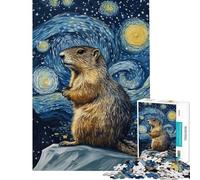 Adults 1000 Piece Jigsaw Puzzle Starry Groundhog Night Jigsaw 1000 Pieces Educational Games Secret Santa Gifts Staycation Kill Time (Size 38x26cm)