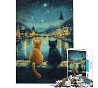 Adults 1000 Piece Jigsaw Puzzle Stars Over The River for Educational Game Learning Educational Toys Gifts Ideas Precision Cutting (size 38x26cm)