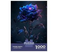 Adults 1000 Piece Jigsaw Puzzle Stary Black Rose Flower Jigsaws for Adults Brain Teaser Game Difficult Hard Unique Gifts for Birthday And Christmas 38x26cm/1000pcs