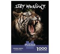 Adults 1000 Piece Jigsaw Puzzle Stay Hungry Tiger Jigsaw Puzzle Brain Teaser Game Presents for Women Difficult And Challenge 70x50cm/1000pcs