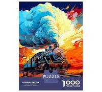 Adults 1000 Piece Jigsaw Puzzle Steam Train Landscape Digital Art Jigsaw Puzzle Brain Teaser Game Presents for Women Difficult And Challenge 52x38cm/1000pcs