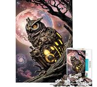 Adults 1000 Piece Jigsaw Puzzle Steampunk Owl in Space Jigsaws for Adults Fun Games Analysis And Logic Parent-child Interaction (Size 38x52cm)