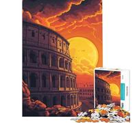Adults 1000 Piece Jigsaw Puzzle Sunset in Colosseum Rome Puzzles for Teenagers Hand Speed Race Difficult And Challenge Learning Educational Toys (38x52cm)