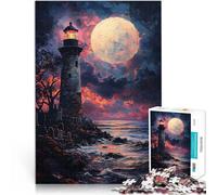 Adults 1000 Piece Jigsaw Puzzle Sunset Ocean Lighthouse Educational Games Home Decoration Home Decoration Toys 26x38cm
