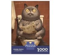 Adults 1000 Piece Jigsaw Puzzle Surprised Cat on Toilet Jigsaws for Adults Brain Teaser Game But Fun And Humorous Difficult And Challenge 70x50cm/1000pcs