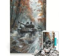 Adults 1000 Piece Jigsaw Puzzle Tanks Crossing River Educational Games Fun at Home Activities Wishlist with Santa Claus 38x52cm