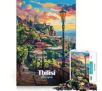Adults 1000 Piece Jigsaw Puzzle Tbilisi, Georgia Cityscape Illustration Fine Joint Fun Mind Game Gift Cozy Game Play Xmas Leisure Gift (50x75cm)
