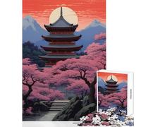 Adults 1000 Piece Jigsaw Puzzle Temple Japanese Painting Educational Toy Birthday Gift Impossible Game Improving Love between Couples Size 50x75cm
