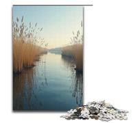 Adults 1000 Piece Jigsaw Puzzle The Reeds Sway Gently in The Morning Mist Family Fun Puzzle with Matching Poster And Trivia Sheet 1000 PCS(38x26cm)