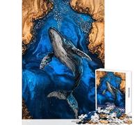 Adults 1000 Piece Jigsaw Puzzle The Whale's Song Resin Art Relaxing Games Tough Challenge Home Decoration Toys Decompressing Intellectual (38x26cm)