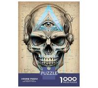 Adults 1000 Piece Jigsaw Puzzle Third Eye Blind Skull Jigsaw Puzzle Brain Teaser Game Wall Art Unique Gifts for Birthday And Christmas 38x26cm/1000pcs