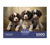 Adults 1000 Piece Jigsaw Puzzle Three English Springer Spaniel Puppies Jigsaws for Adults Brain Teaser Game Difficult Hard Unique Gifts for Birthday And Christmas 70x50cm/1000pcs