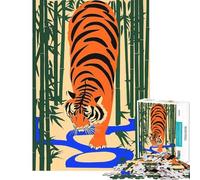 Adults 1000 Piece Jigsaw Puzzle Tiger in Bamboo Forest Educational Challenge A Work of Art Anti-Stress Toys for Ages 14 And over (50x75cm)