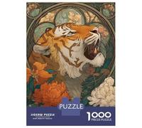 Adults 1000 Piece Jigsaw Puzzle Tiger in Bloom Puzzles for Adults Fun Games Perfect Decoration Parent-child Interaction 38x26cm/1000pcs
